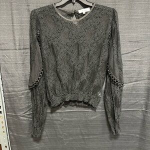 H. studio‎ black lace with gathering around waist and arms top / Size 2X